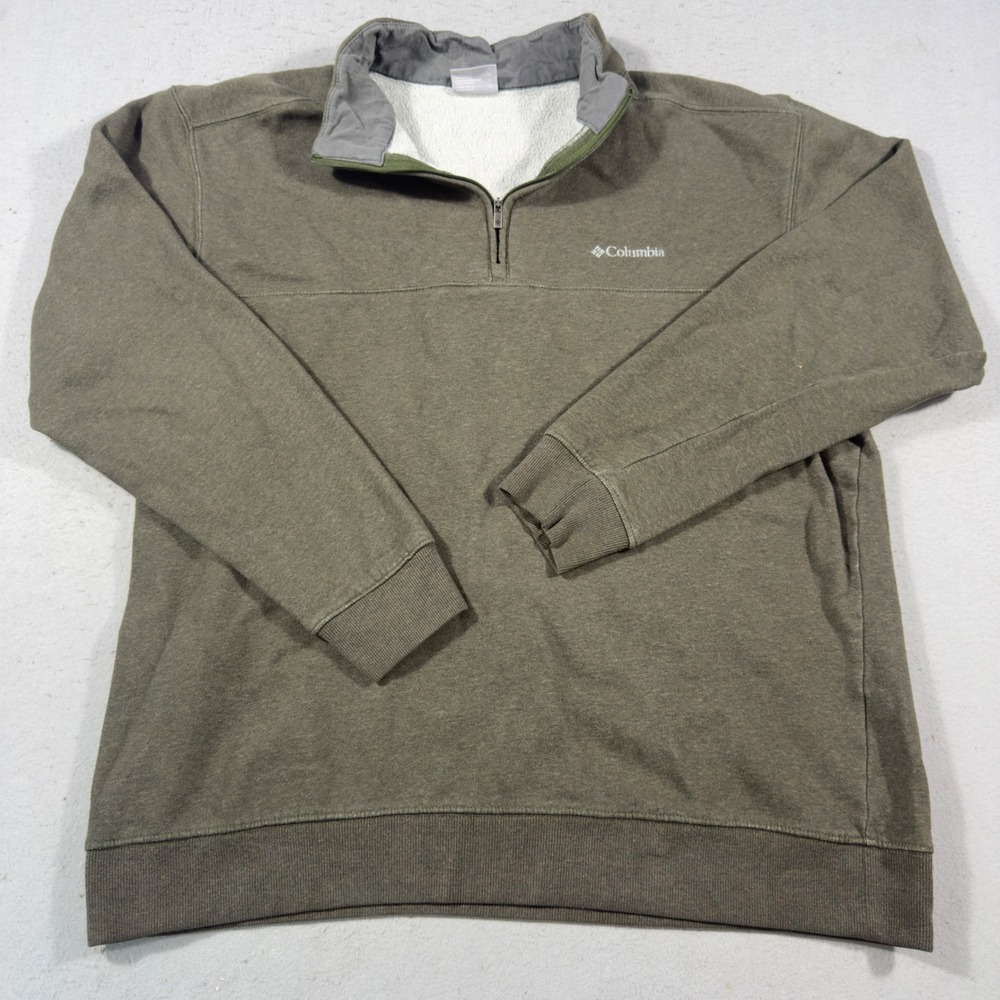 Columbia Mens XL Quarter Zip Pullover Sweatshirt Olive Green Heather XM0846